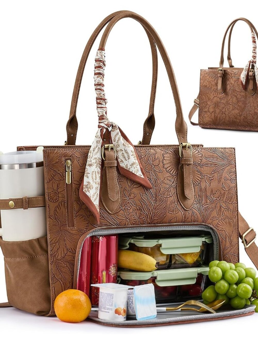 Work Tote Bag for Women with Lunch Compartment fits 15.6" Laptop | 3 in 1 Insula